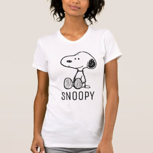 PEANUTS   Snoopy on Black White Comics T-Shirt