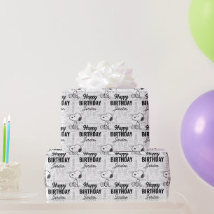 PEANUTS Snoopy on Black White Comics Wrapping Paper