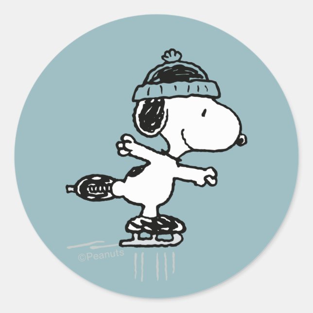 Peanuts | Snoopy On Ice Classic Round Sticker (Front)