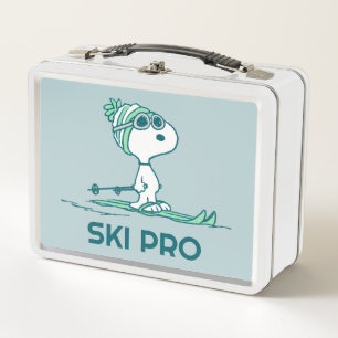 Peanuts   Snoopy on Skis Metal Lunch Box