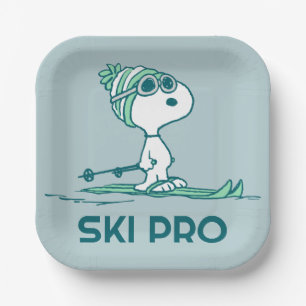 Peanuts   Snoopy on Skis Paper Plate