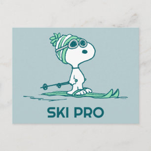 Peanuts   Snoopy on Skis Postcard
