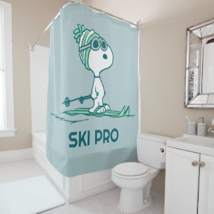 Peanuts   Snoopy on Skis Shower Curtain