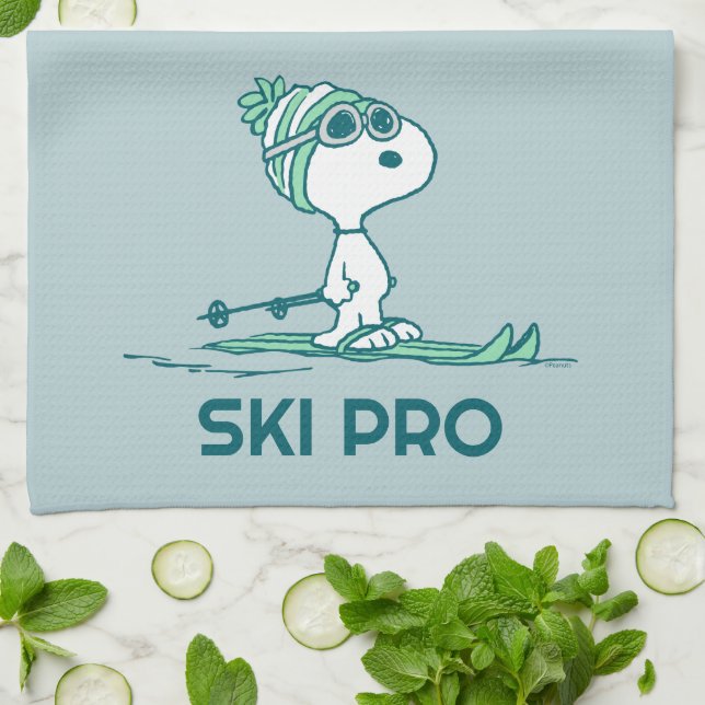 Peanuts | Snoopy on Skis Tea Towel (Folded)