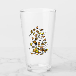 Peanuts   Snoopy Pile of Leaves Glass