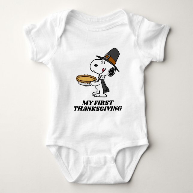 Peanuts | Snoopy Pilgrim - My 1st Thanksgiving Baby Bodysuit (Front)