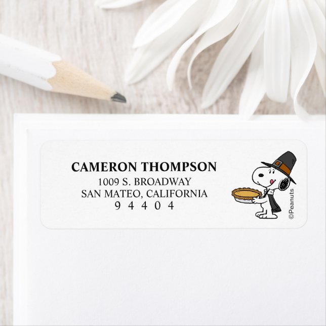 Peanuts | Snoopy Pilgrim Return Address Label (Insitu)