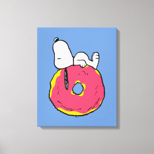Peanuts Snoopy Pink Doughnut Canvas Print