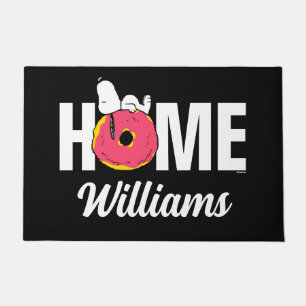 Peanuts   Snoopy Pink Doughnut   Personalised Doormat