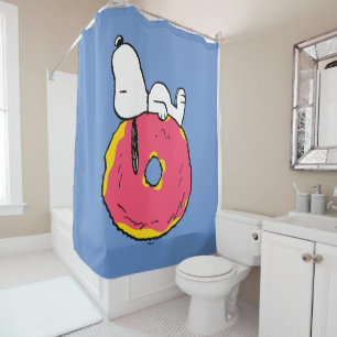 Peanuts   Snoopy Pink Doughnut Shower Curtain