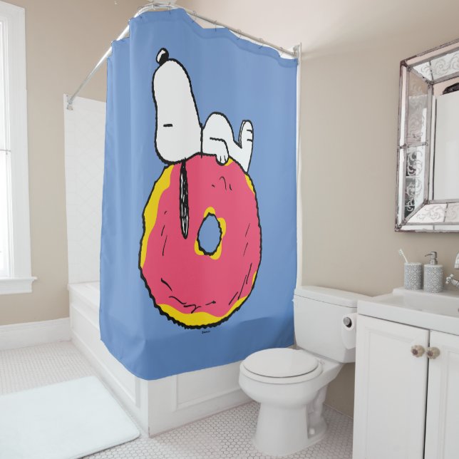 Peanuts | Snoopy Pink Doughnut Shower Curtain (In Situ)