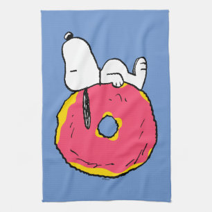 Peanuts   Snoopy Pink Doughnut Tea Towel