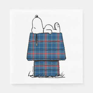 Peanuts   Snoopy Plaid Flannel Holiday Dog House Napkin