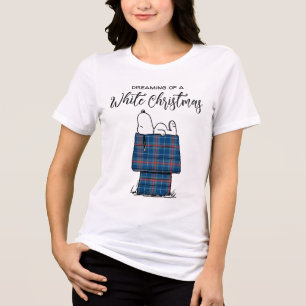 Peanuts Snoopy Plaid Flannel Holiday Dog House Tri-Blend Shirt