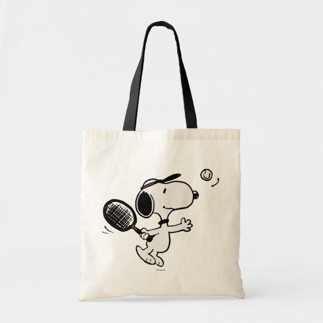 Peanuts | Snoopy Plays Tennis Tote Bag (Front)