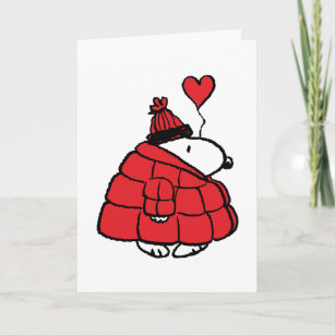 Peanuts   Snoopy Puffer Jacket Valentine Holiday Card