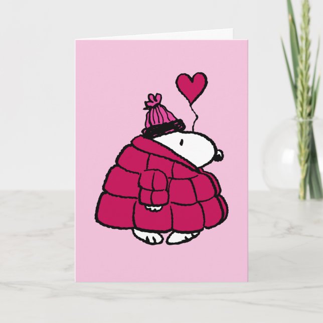 Peanuts | Snoopy Puffer Jacket Valentine Holiday Card (Front)