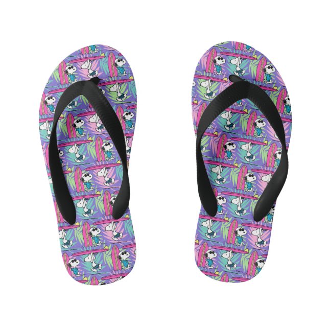 Peanuts | Snoopy Purple Surf Pattern Kid's Thongs (Footbed)