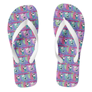 Peanuts   Snoopy Purple Surf Pattern Thongs