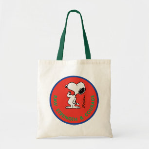 Peanuts   Snoopy Raw Strength & Courage Badge Tote Bag