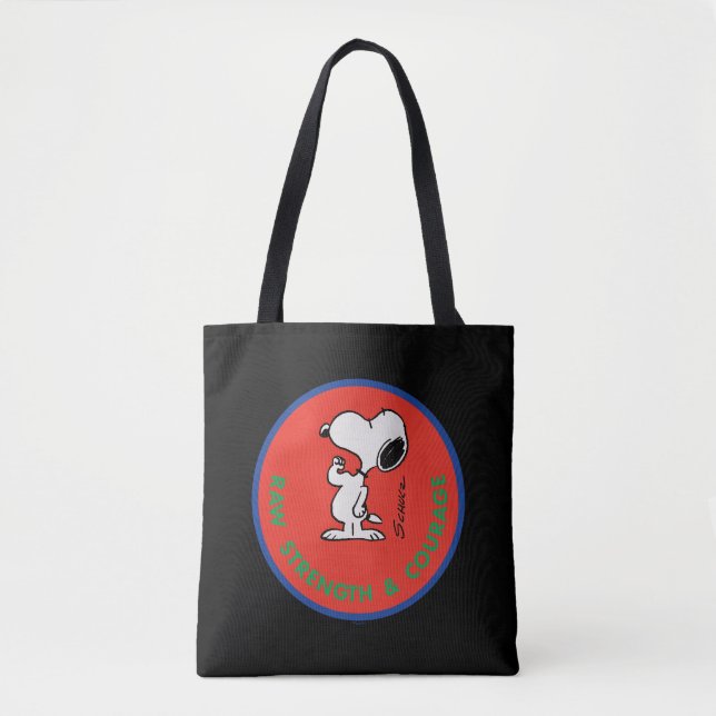 Peanuts | Snoopy Raw Strength & Courage Badge Tote Bag (Front)
