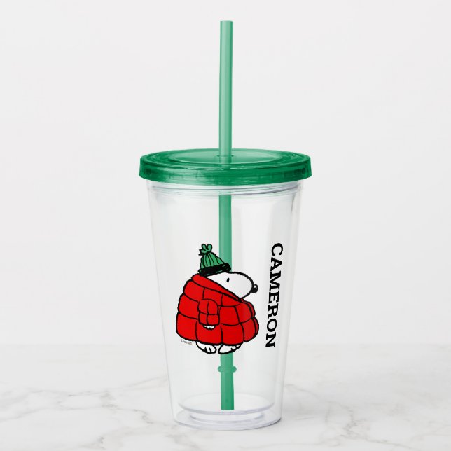 Peanuts | Snoopy Red Puffer Jacket Acrylic Tumbler (Front)