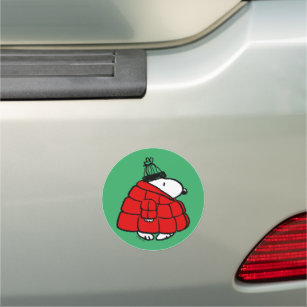 Peanuts   Snoopy Red Puffer Jacket Car Magnet