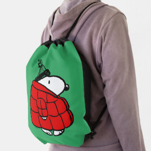 Peanuts   Snoopy Red Puffer Jacket Drawstring Bag