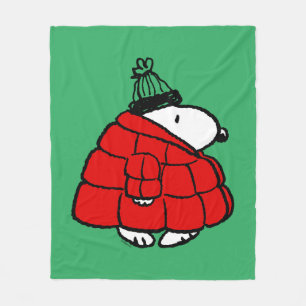 Peanuts   Snoopy Red Puffer Jacket Fleece Blanket
