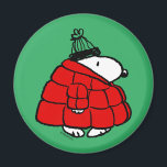 Peanuts | Snoopy Red Puffer Jacket Magnet<br><div class="desc">Check out this fun Peanuts design featuring Snoopy in his red puffy winter jacket.</div>