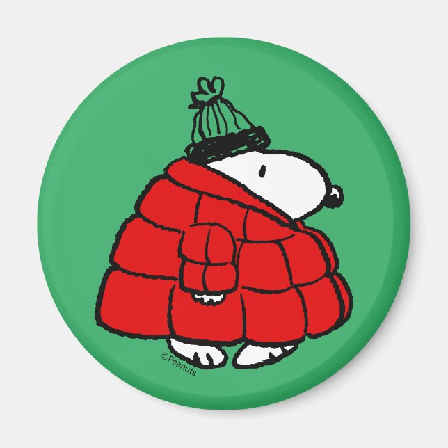 Peanuts | Snoopy Red Puffer Jacket Magnet (Front)