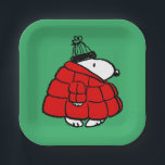 Peanuts | Snoopy Red Puffer Jacket Paper Plate<br><div class="desc">Check out this fun Peanuts design featuring Snoopy in his red puffy winter jacket.</div>