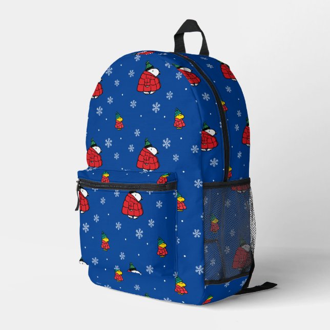 Peanuts | Snoopy Red Puffer Jacket Printed Backpack (Back Corner Right)