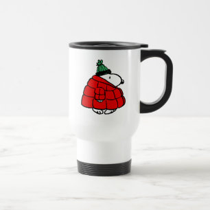 Peanuts   Snoopy Red Puffer Jacket Travel Mug