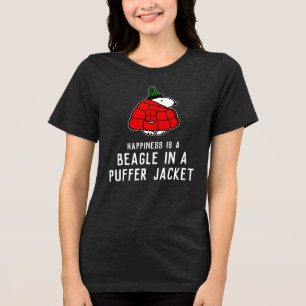 Peanuts Snoopy Red Puffer Jacket Tri-Blend Shirt