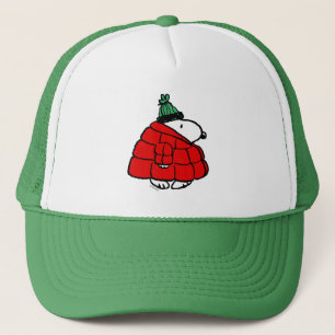 Peanuts   Snoopy Red Puffer Jacket Trucker Hat