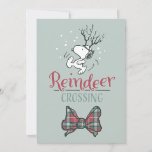 Peanuts Snoopy Reindeer Crossing Christmas Holiday Card