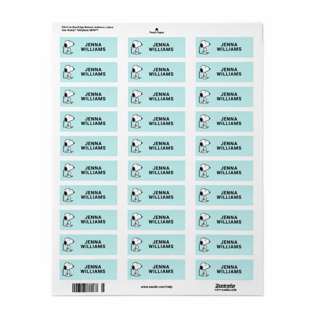 Peanuts | Snoopy Return Address Label (Full Sheet)