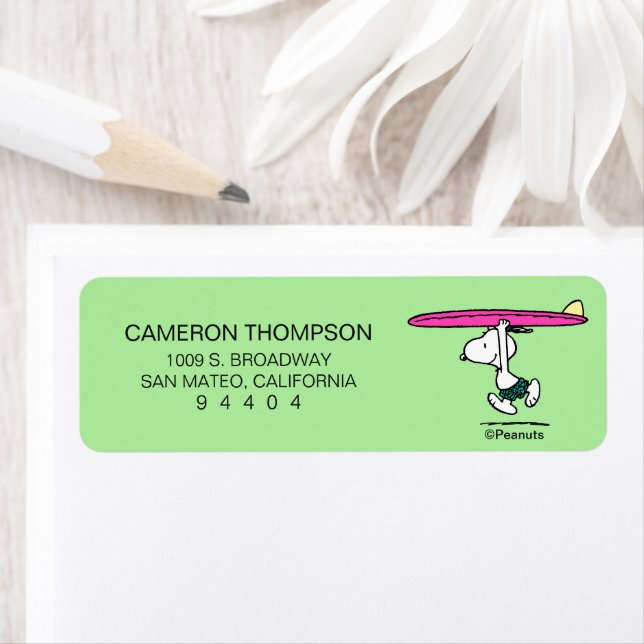 Peanuts | Snoopy Running to the Surf Return Address Label (Insitu)