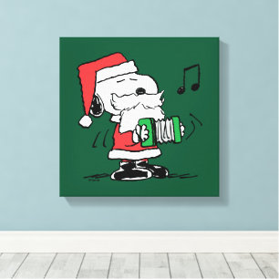 Peanuts Snoopy Santa Claus Accordian Canvas Print