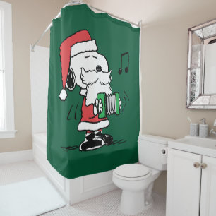 Peanuts   Snoopy Santa Claus Accordian Shower Curtain