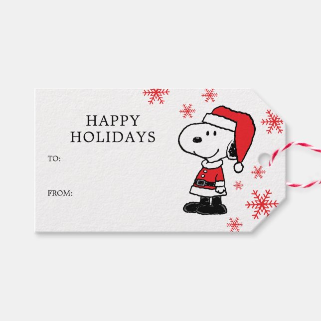 Peanuts | Snoopy Santa Claus Gift Tags (Front (Horizontal))