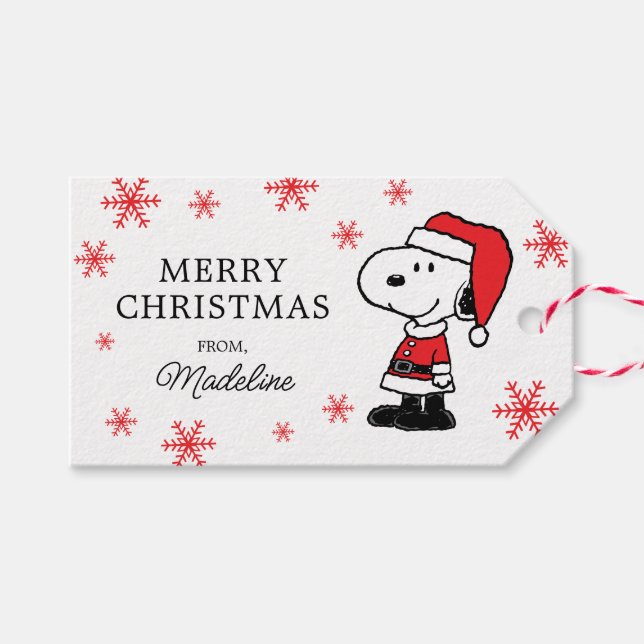 Peanuts | Snoopy Santa Claus Gift Tags (Front (Horizontal))