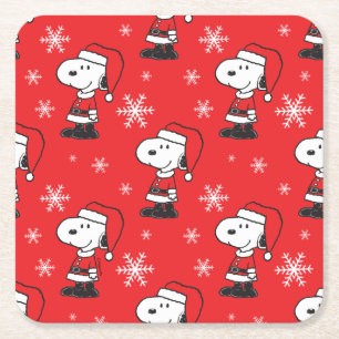 Peanuts   Snoopy Santa Claus Square Paper Coaster
