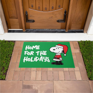 Peanuts   Snoopy Santa Home for the Holidays Doormat
