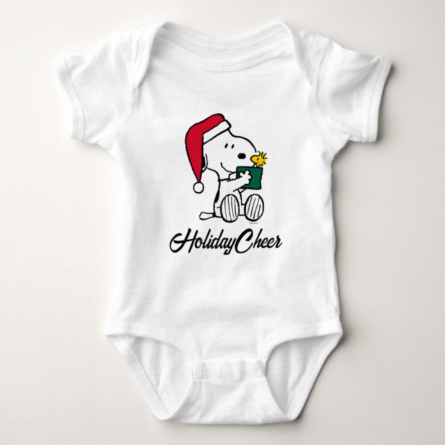 Peanuts | Snoopy Santa & Woodstock Gift Baby Bodysuit (Front)