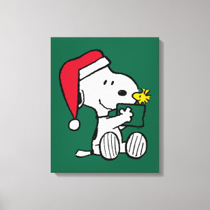 Peanuts Snoopy Santa & Woodstock Gift Canvas Print