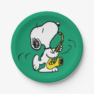 Peanuts   Snoopy Saxophone Player Paper Plate