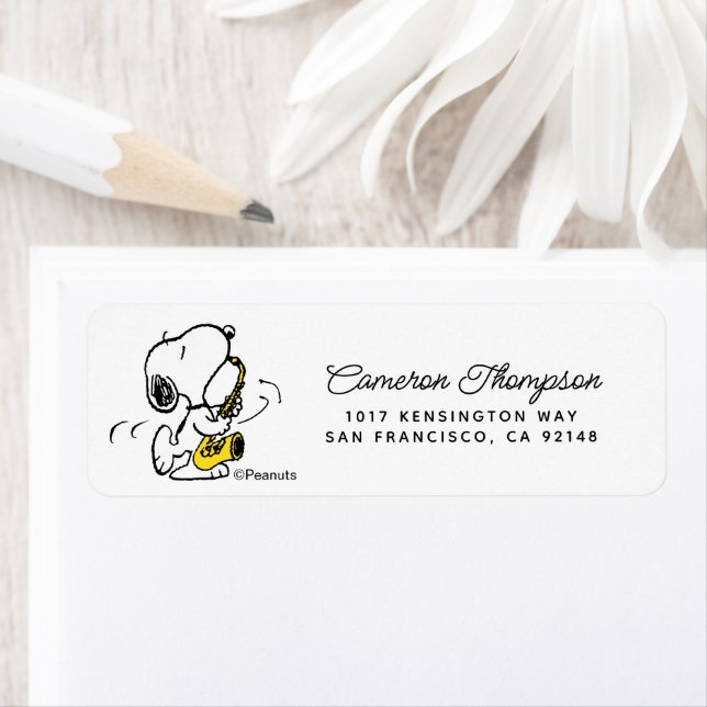 Peanuts | Snoopy Saxophone Player Return Address Label (Insitu)