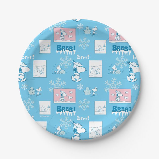 Peanuts | Snoopy Snow Day Pattern Paper Plate (Front)
